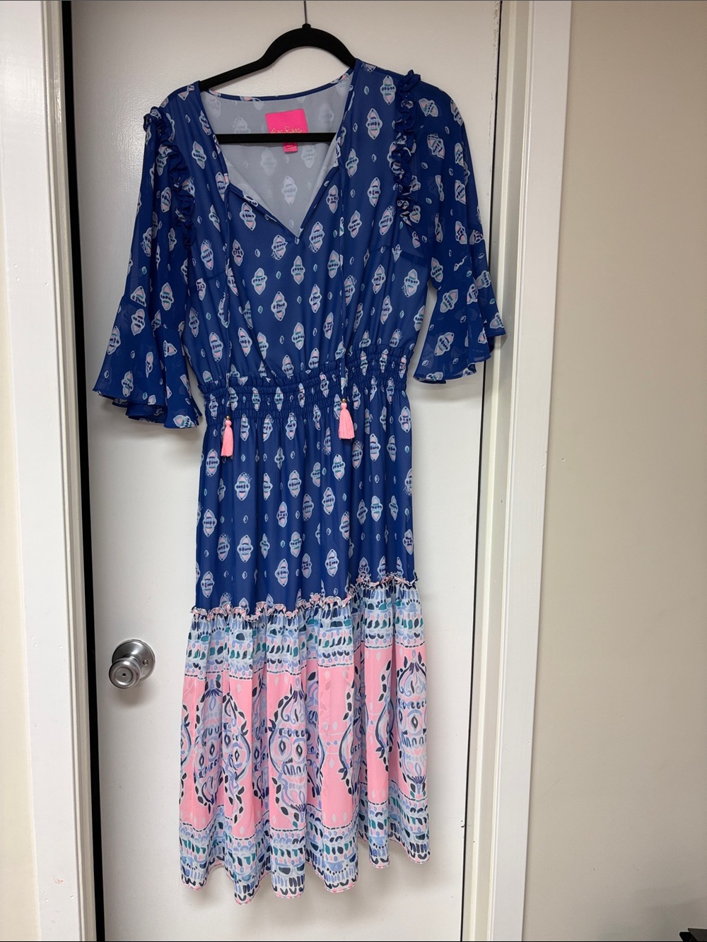 Lilly Pulitzer Blue and Pink Printed Maxi Dress